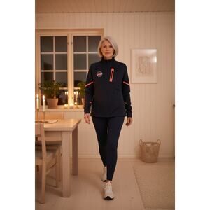 Hot Chocolate Run Navy Zip Hoodie Athletic Cozy Layer